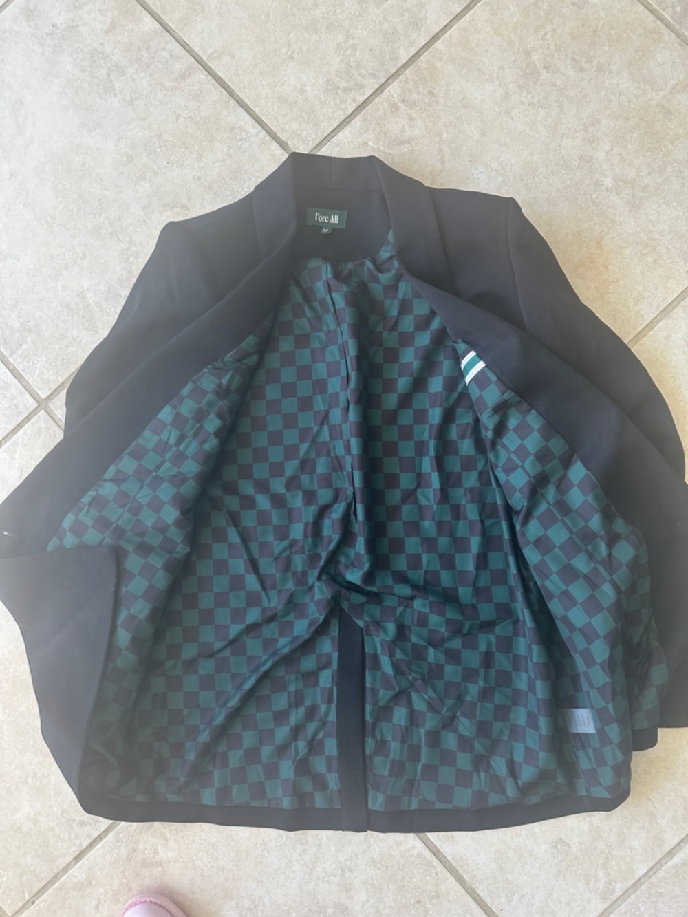 Fore All golf black School-Style Blazer with Crest and Green Check Lining M - Picture 5 of 6
